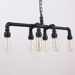 Lampada a sospensione retrò 6 luci in metallo nero