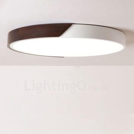 Lampada da soffitto LED retrò noce ultra sottile rotonda dimmerabile a filo, paralume in acrilico