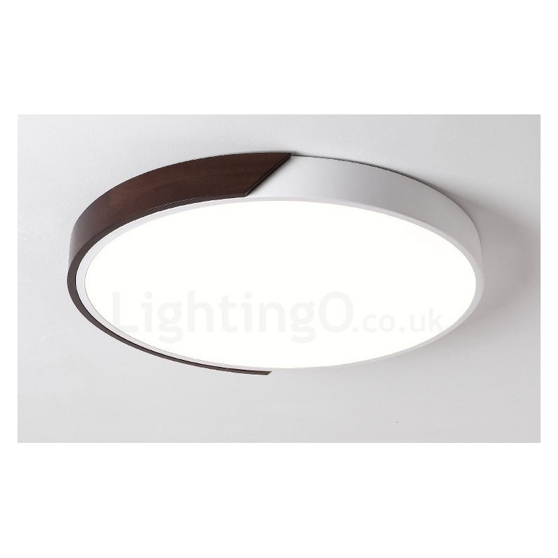 Lampada da soffitto LED retrò noce ultra sottile rotonda dimmerabile a filo, paralume in acrilico