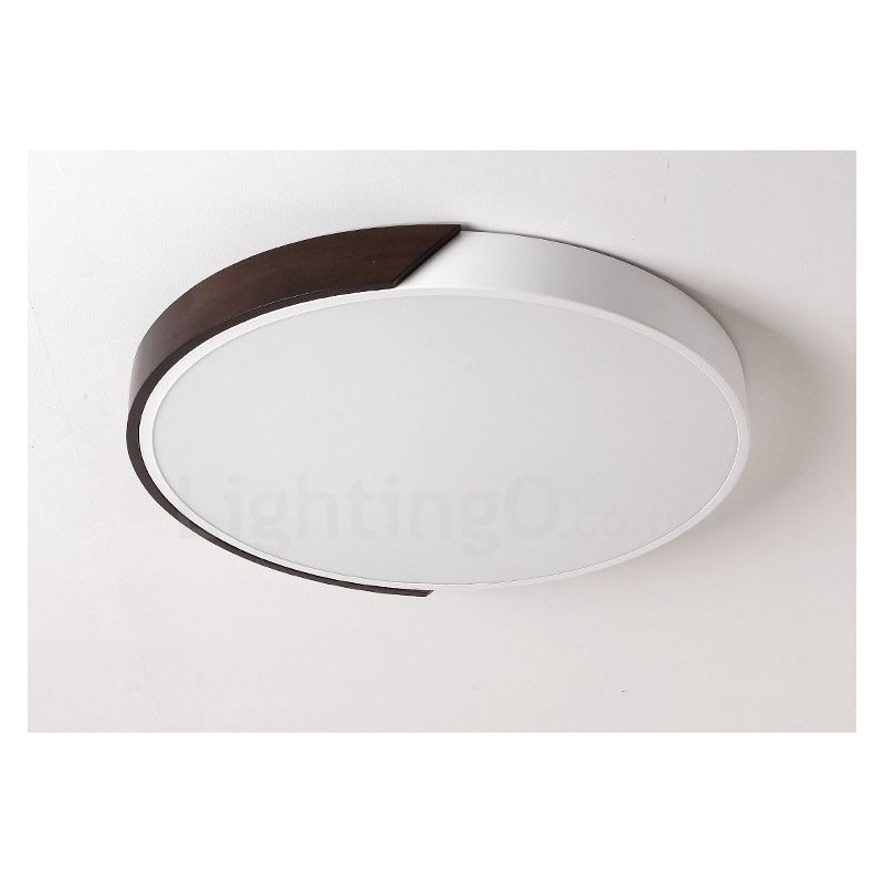 Lampada da soffitto LED retrò noce ultra sottile rotonda dimmerabile a filo, paralume in acrilico