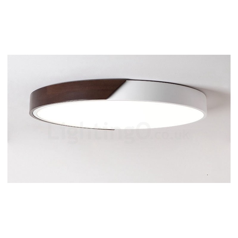 Lampada da soffitto LED retrò noce ultra sottile rotonda dimmerabile a filo, paralume in acrilico