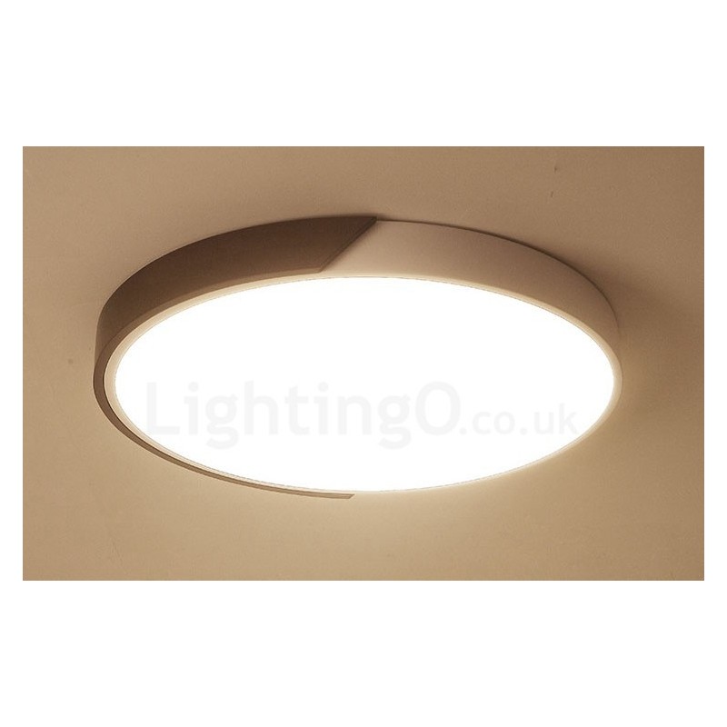 Lampada da soffitto LED retrò noce ultra sottile rotonda dimmerabile a filo, paralume in acrilico
