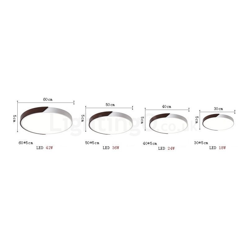 Lampada da soffitto LED retrò noce ultra sottile rotonda dimmerabile a filo, paralume in acrilico