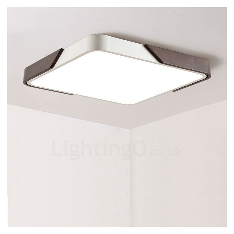 Plafoniera LED retrò noce quadrata ultrasottile dimmerabile 30/40/50 cm, anche da parete