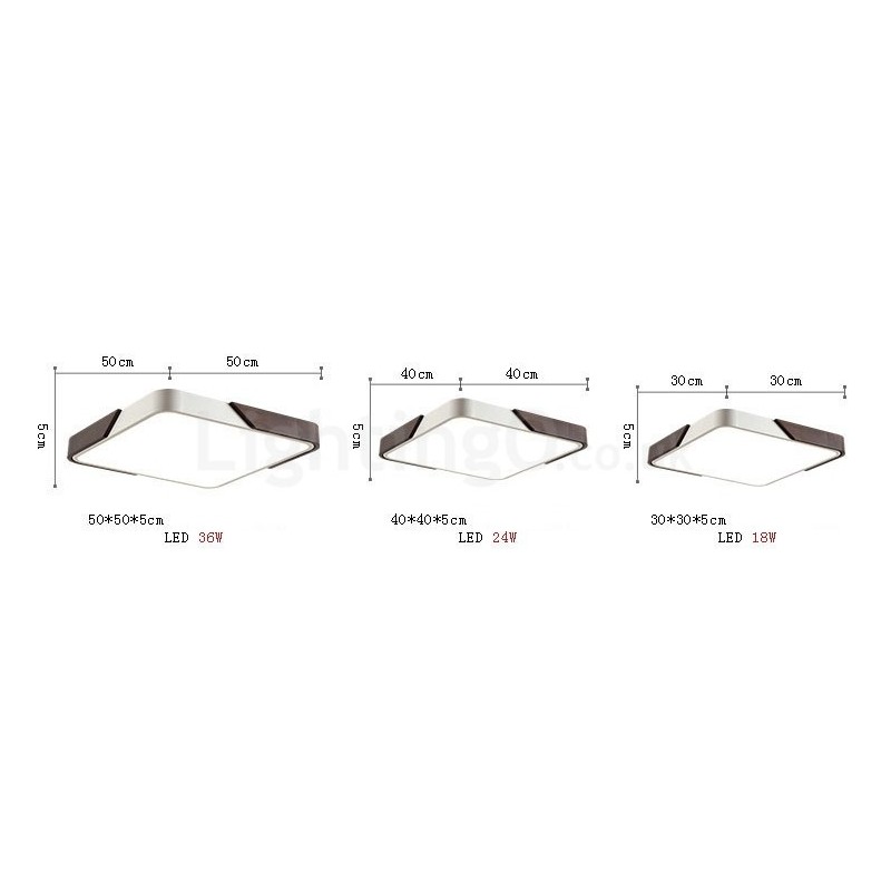 Plafoniera LED retrò noce quadrata ultrasottile dimmerabile 30/40/50 cm, anche da parete