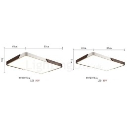 Plafoniera rettangolare retrò effetto noce ultra sottile dimmerabile con paralume in acrilico, 5 cm