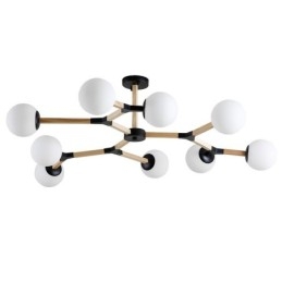 Lampadario molecolare moderno nordico in legno Magic Bean Wood con paralumi in vetro