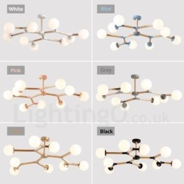 Lampadario molecolare moderno nordico in legno Magic Bean Wood con paralumi in vetro