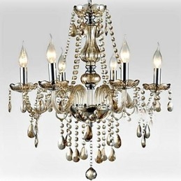 Lampadario 6 luci in vetro e cristallo multicolore stile palazzo con lampadine a candela