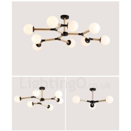 Lampadario molecolare moderno nordico in legno Magic Bean Wood con paralumi in vetro