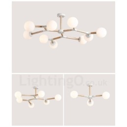 Lampadario molecolare moderno nordico in legno Magic Bean Wood con paralumi in vetro