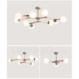 Lampadario molecolare moderno nordico in legno Magic Bean Wood con paralumi in vetro
