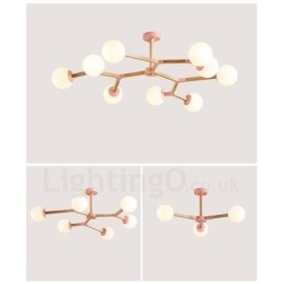 Lampadario molecolare moderno nordico in legno Magic Bean Wood con paralumi in vetro