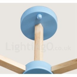 Lampadario molecolare moderno nordico in legno Magic Bean Wood con paralumi in vetro
