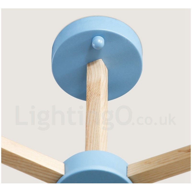 Lampadario molecolare moderno nordico in legno Magic Bean Wood con paralumi in vetro