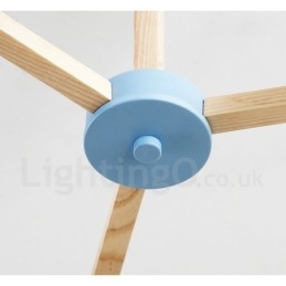 Lampadario molecolare moderno nordico in legno Magic Bean Wood con paralumi in vetro