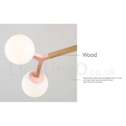 Lampadario molecolare moderno nordico in legno Magic Bean Wood con paralumi in vetro