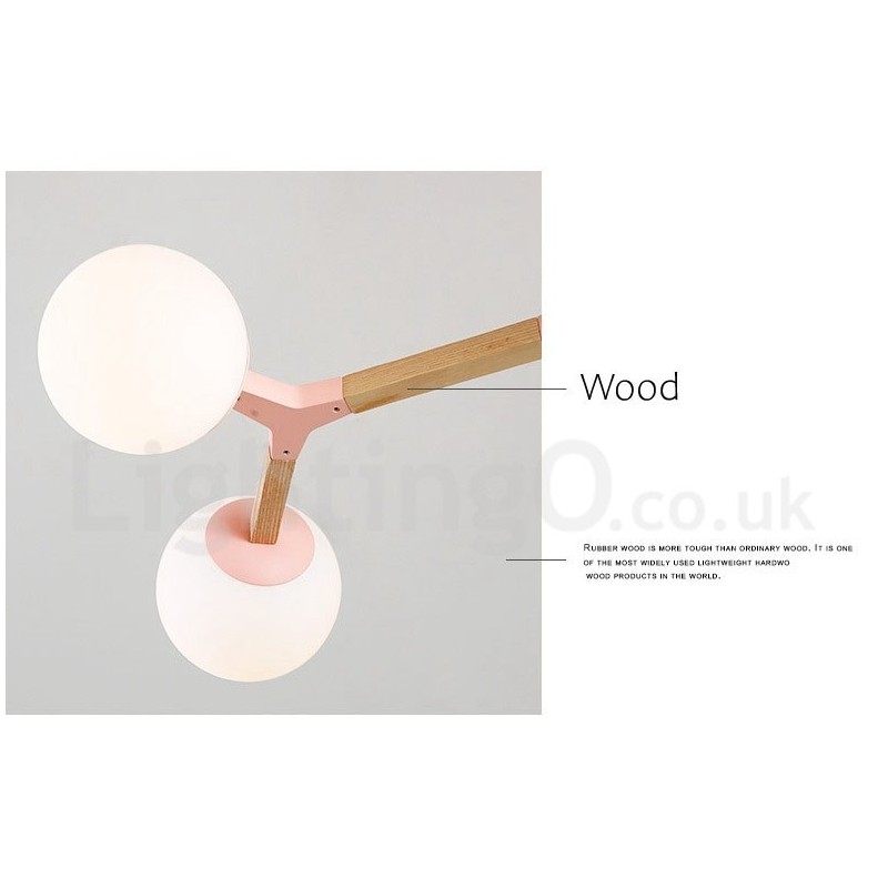 Lampadario molecolare moderno nordico in legno Magic Bean Wood con paralumi in vetro