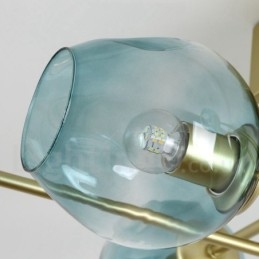 Lampadario rustico a 3 luci in acciaio inossidabile con paralumi in vetro trasparente o blu