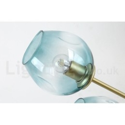 Lampadario rustico a 8 luci in acciaio inossidabile con paralumi in vetro trasparente o blu