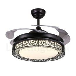 Ventilatore da soffitto moderno con luce LED e telecomando, 108 cm (42"), 91 cm (36"), paralume in acrilico