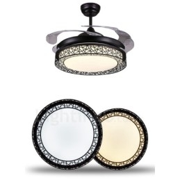 Ventilatore da soffitto moderno con luce LED e telecomando, 108 cm (42"), 91 cm (36"), paralume in acrilico