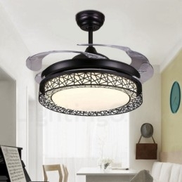 Ventilatore da soffitto moderno con luce LED e telecomando, 108 cm (42"), 91 cm (36"), paralume in acrilico