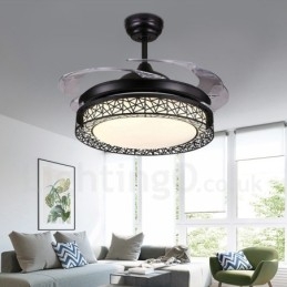 Ventilatore da soffitto moderno con luce LED e telecomando, 108 cm (42"), 91 cm (36"), paralume in acrilico