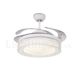 Ventilatore da soffitto moderno con luce LED e telecomando, 108 cm (42"), 91 cm (36"), paralume in acrilico