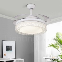 Ventilatore da soffitto moderno con luce LED e telecomando, 108 cm (42"), 91 cm (36"), paralume in acrilico