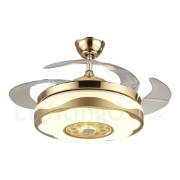 Ventilatore da soffitto LED oro 108 cm (42") con telecomando, paralume in acrilico, motore in rame puro silenzioso