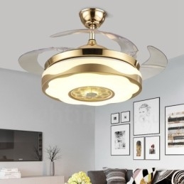 Ventilatore da soffitto LED oro 108 cm (42") con telecomando, paralume in acrilico, motore in rame puro silenzioso