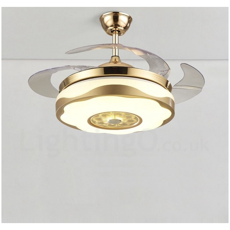 Ventilatore da soffitto LED oro 108 cm (42") con telecomando, paralume in acrilico, motore in rame puro silenzioso
