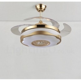 Ventilatore da soffitto LED oro 108 cm (42") con telecomando, paralume in acrilico, motore in rame puro silenzioso