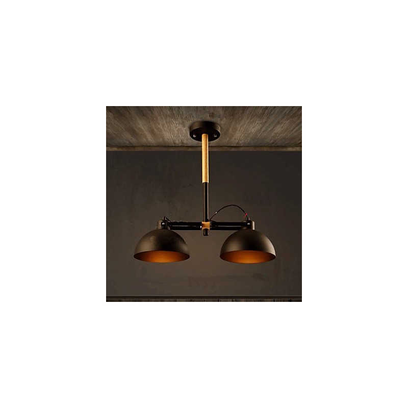 Lampadario American Retro in metallo nero 3 luci E26/E27 50 cm