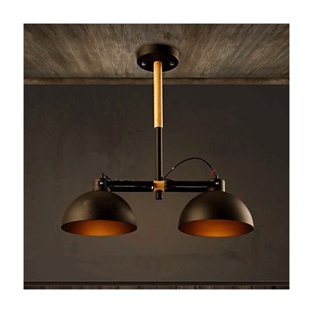 Lampadario American Retro in metallo nero 3 luci E26/E27 50 cm
