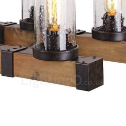 Lampadario a sospensione in legno vintage industriale loft a 6 luci lineare