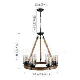 Lampadario lineare in legno vintage a 6 luci stile industriale loft