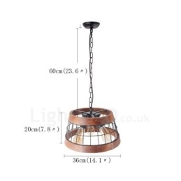 Lampadario a sospensione lineare in legno vintage 3 luci stile industriale loft