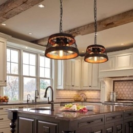 Lampadario a sospensione lineare in legno vintage 3 luci stile industriale loft