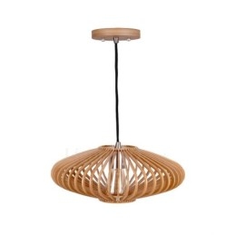 Lampadario a sospensione vintage 1 luce in legno e metallo stile industriale loft lineare