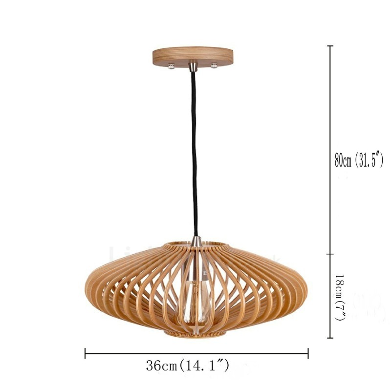 Lampadario a sospensione vintage 1 luce in legno e metallo stile industriale loft lineare