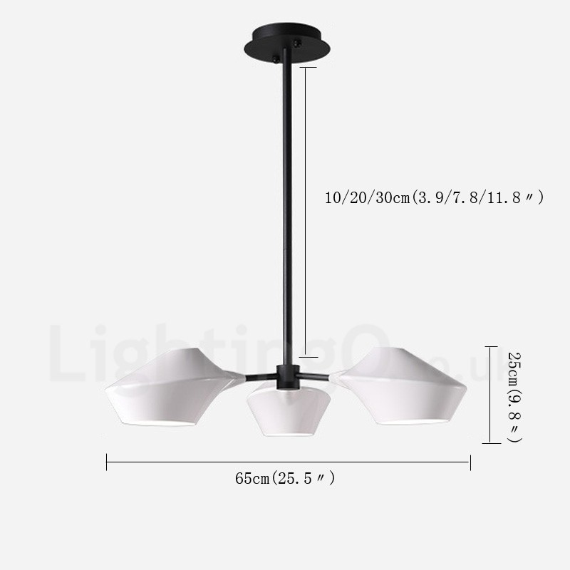 Lampadario lineare retrò a 3 luci con paralumi in acrilico per esterni Garage
