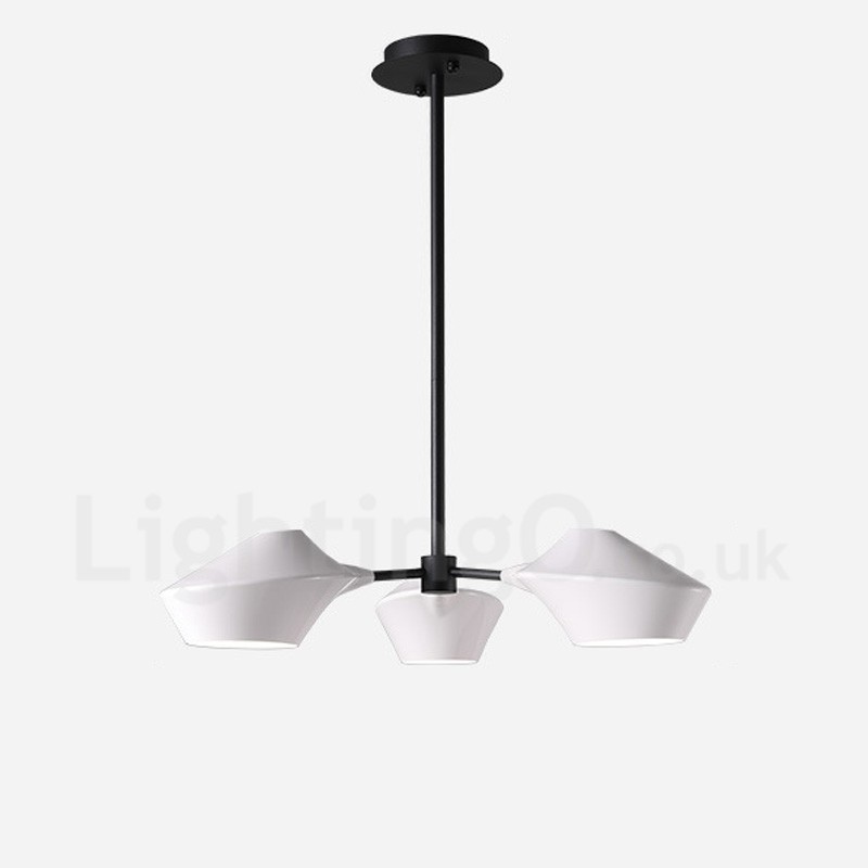 Lampadario lineare retrò a 3 luci con paralumi in acrilico per esterni Garage