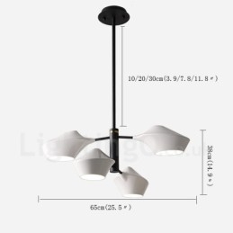 Lampadario lineare retrò a 2 livelli, 4 luci, paralumi in acrilico, nero/oro