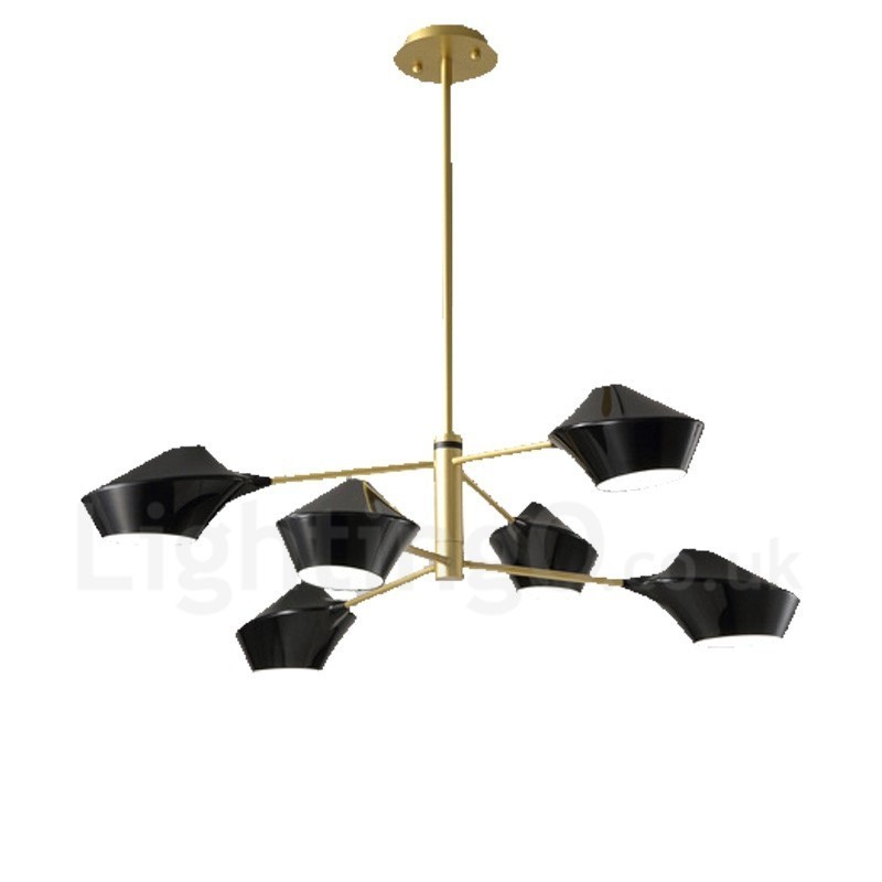 Lampadario lineare retrò multicolore a 2 livelli, 6 luci, paralumi in acrilico, per esterni, garage