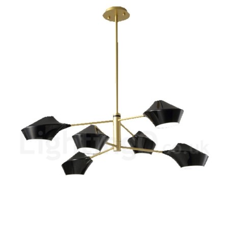 Lampadario lineare retrò multicolore a 2 livelli, 6 luci, paralumi in acrilico, per esterni, garage