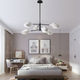 Lampadario lineare retrò multicolore a 2 livelli, 6 luci, paralumi in acrilico, per esterni, garage
