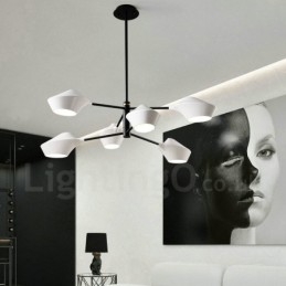 Lampadario lineare retrò multicolore a 2 livelli, 6 luci, paralumi in acrilico, per esterni, garage