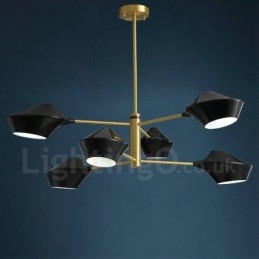 Lampadario lineare retrò multicolore a 2 livelli, 6 luci, paralumi in acrilico, per esterni, garage